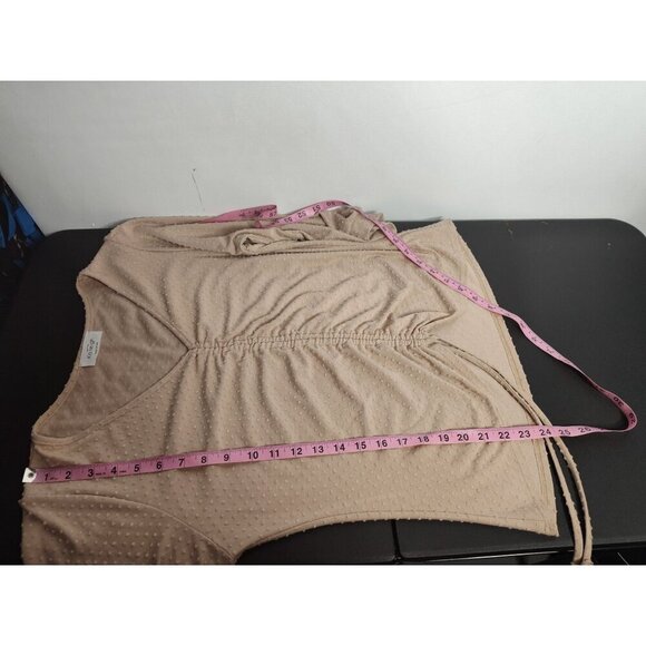 Rouched Swiss Dot Fitted 3/4 sleeve blouse, nude, size XL - Picture 6 of 6